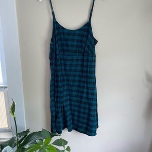 Black and blue plaid mini dress